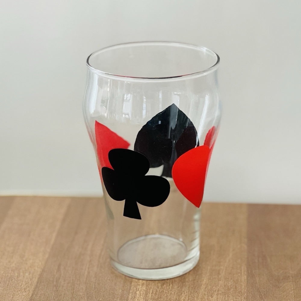 Poker Playing Card Drinking Cocktail Glass Vintage Glassware Unique Barware 32oz